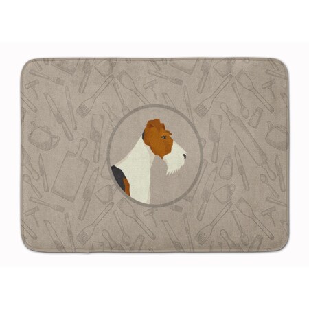 Carolines Treasures Fox Terrier in the Kitchen Machine Washable Memory Foam Mat CK2185RUG